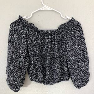 Navy blue floral brandy Melville off the shoulder
